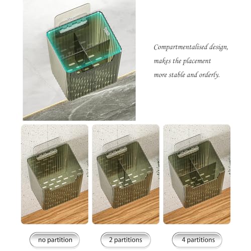 Set Of 2 Storage Organizer Bins Wall Mounted Shower Caddy, Bathroom shelves Stackable Clear Plastic Toothbrush Holder Adhesive Hanging Bin for Bathroom, Kitchen, Cabinet, Shower BPA Free Small (Clear) - color: Clear-4.33x3.54x4.53in