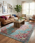 Rugs.com Fleur Collection Rug – 7' x 10' Light Blue Medium-Pile Rug Perfect for Bedrooms, Dining Rooms, Living Rooms - color: Light Blue 11, size: 7' x 10' (Rectangular)
