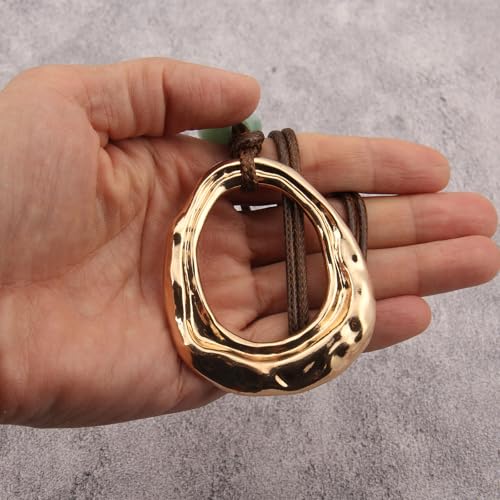 Leather Necklace for Women Long Boho Pendant Hippie Choker Necklace Bohemian Layered Leather Rope Wooden Jewelry Gifts - style: Bohemian Long Necklaces
