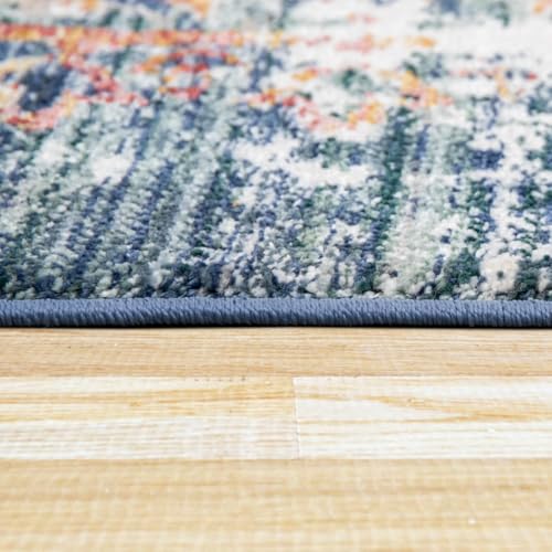 Paco Home Vintage Rug Oriental Design with Modern Ornaments in Faded Blue, Size: 2'8" x 4'11" - color: Blue, size: 2'8" x 4'11" (Rectangular)