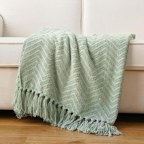 BATTILO HOME Sage Green Throw Blanket for Couch, Knit Sage Throw Blanket Versatile for Couch, Super Soft Warm Spring Blanket for Bed Sofa, 50"x60" - color: Sage Green, size: 50"x60"