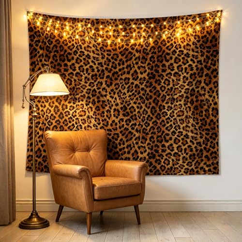Feelyou Leopard Tapestry Cheetah Decor Wall Hanging Geometric Wall Tapestry African Safari Animal Tapestries Modern Abstract Pattern for Kid Boy Men Artwork, Small 51"x59" - color: Brown, size: 59"L x 51"W