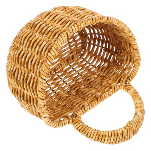 TEHAUX Woven Hanging Basket Imitation Rattan Wall-Mounted Sundries Storage Basket Lightweight Fruit Vegetable for Kitchen Home Dorm Balcony Decor 5.51 X 3.93 X 5.51 in