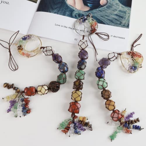 Handmade Crystal Window Car Hanging Ornaments 7 Chakra Home Decoration Feng Shui Ornament Yoga Meditation Car Decoration Tumbled Palm Stones Christmas Decorations Ornaments (Style 5) - color: A-style 23