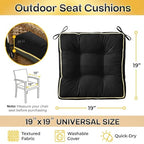 4 Pack 19x19 Inch Shredded Foam Chair Cushions with Straps - All-Season Seat Pads for Indoor/Outdoor Dining, Office, Patio, Kitchen Chairs (Black, 19 INCH × 19 INCH) - color: Black