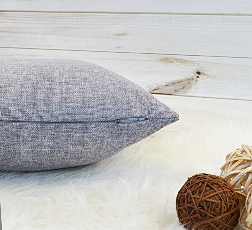 Aiking Home Woven Fine Faux Linen Throw Pillow Cover, Size 18"x18", Light Grey - color: Light Grey, size: 18" x 18" (Pack of 1)