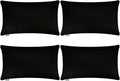 Thmyo 4-Pack 100% Cotton Lumbar Comfortable Solid Decorative Throw Pillow Case Rectangle Cushion Cover Sublimation Blank Pillow Covers Christmas DIY Throw Pillowcases for Sofa(12x20inch/30x50cm,Black)