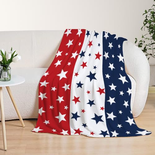 YeeJu Patriotic Throw Blanket 4th of July Memorial Day Fourth of July Throw Blanket for Couch Bed Soft Fuzzy Fleece Blankets Stars and Stripes Red White Blue American Flag Veteran Blanket 50x60 - color: Flag-03, size: 50"x60"
