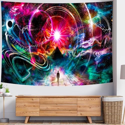 Delur Time Travel Tapestry Galaxy Universe Starry Sky Wall Hanging Tapestry Milky Way Outer Space Abstract Psychedelic Nebula Headboard for Bedroom Living Room Home Decor (70.8" x 92.5") - color: Time Travel, size: 70.8"L x 92.5"W