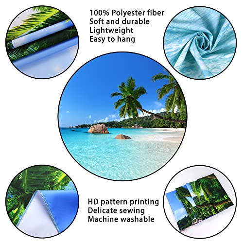 Racunbula Ocean Beach Tapestry Wall Hanging Tropic Paradise Beach Tapestry Coconut Tree Tapestries Hippie Bohemian Tapestries Palm Tree Wall Art Poster for Home Decor - size: 59.1"L x 51.2"W