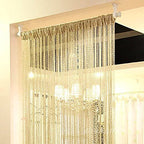 1x2 M Door String Curtain Rare Flat Silver Ribbon Thread Fringe Window Panel Room Divider Cute Strip Tassel for Wedding Coffee House Restaurant Parts, Gold - color: Gold