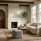 SAFAVIEH Couture Collection Samuels Dark Grey Faux Shearling Ottoman Square Pouf (Fully Assembled) - color: Dark Grey