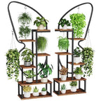 6 Tier Plant Stand Indoor Butterfly-Shaped, Tall Metal Plant Stand with 6 Plant Hooks & 12 Boards, Large Ladder Plant Shelf with Adjustable Feet for Living Room, Balcony, Garden, Art Studio (2 Pack)