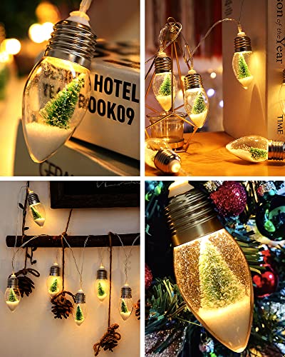 2Pcs Christmas Snow Globe String Lights Indoor Decorations 6.6 FT Battery Operated Powered String Lights for Christmas Tree Snow Scene in 20 Clear Bulbs Decor for Home Bedroom Fireplace Xmas Lights - color: 2 Packs Christmas String Lights