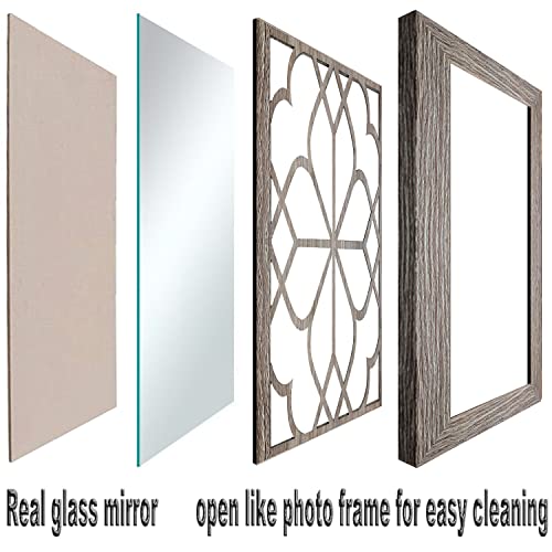 Wocred Set of 4 Mirrors Square Wall Mirror,Gorgeous Rustic Farmhouse Accent Mirror,Barn Wood Color Entry Mirror for Bathroom Renovation,Bedrooms,Living Rooms and More(12”x12”-4pcs) - color: Barn Wood Square, size: 12x12 inch - 4 PCS