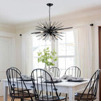 24in Black Sputnik Chandelier Light Fixture Over Table Modern 9-Lights Starburst Chandelier Solid Metal Satellite Sputnik Light Fixture for Dining Room, Kitchen Island, Bedroom,Foyer,Entryway - color: Black 24" 9-Light