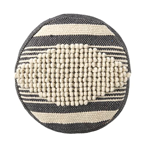 Foamma Pouf Ottoman Dark Blue, 16"x16"x16" - Cylindrical Ottoman Foot Rest for Living Room and Bedroom, Pouf Footstool, Foot Rest for Couch, Boho Furniture for Home - color: White + Dark Blue