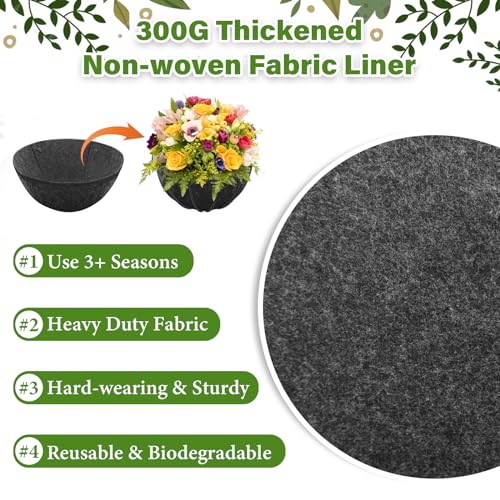 Riare 4 Pack 12 Inch Round Fabric Planter Basket Liner- Hanging Basket Liners Replacement Coco Fiber Liner Alternative for Hanging Basket Flowers (Prevent Birds from Nesting) - size: 12inch