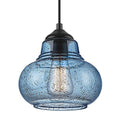 ELYONA 8 Inch Pendant Light for Kitchen Island Modern Blue Hand Blown Bubble Glass Pendant Lighting Hanging Light fixtures for Dining Room Bar Bedroom Living Room - color: Blue