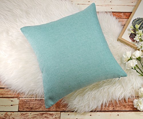 Aiking Home Imitation Burlap Throw Pillow Cover 18x18 Inch Vintage Faux Linen Rustic Natural Look, 1 Piece Elegance Farmhouse Style Accents Pillow Case for Indoor Use, Aqua - color: Aqua, size: 18" x 18" (Pack of 1)