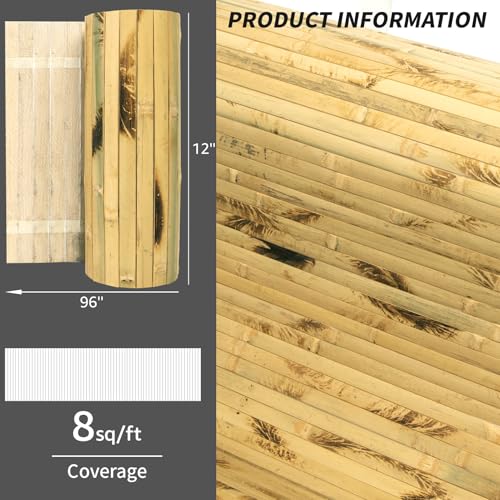 Art3d Natural Bamboo Wall Panel for Interior Wall Decor, Renewable Pole Wrap Wainscoting Paneling for Wall Ceiling Furniture Cabinet Office, 12 x 96 Inch - Light Burned, 1-Pack - color: Light Burned, size: 1-12" x 96"