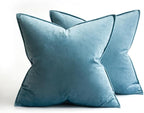 MIULEE Light Blue Velvet Throw Pillow Covers 18x18 Soft Decorative Solid Square Cushion Cases Pack of 2 Modern Luxury Home Decor for Couch, Sofa, Bedroom