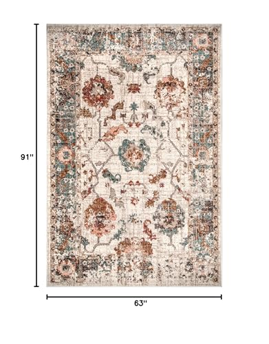 nuLOOM Performance Oriental Style Area Rug, Vintage Design, Durable, Easy to Clean, Cecil Beige, 5' x 8'