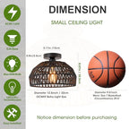 2 Packs Black Boho Light,Rattan Ceiling Lighting Fixtures Small Boho Lamp Shade Flush Mount Ceiling Light Hand Woven Chandelier for Entryway Bedroom Kitchen Nursery Lights - color: Black-Ceiling light (2 sets)