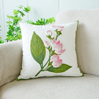 vctops Farmhouse Hibiscus Flowers Cotton Tufted Throw Pillow Cover Spring Floral Embroidery Pillowcase Soft Square Cushion Case for Sofa Couch Bed Chair (Pink F,18"x18") - color: Pink F