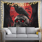 ZKPeFeH Crow blood moon skull Tapestry Crow Tapestry Raven Tapestry Halloween Tapestry Gothic Tapestries Full Moon Tapestry 40x60 Inch - color: Crow blood moon skull 0, size: 40x60 Inch