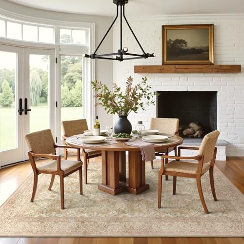 8x10 Washable Area Rug for Living Room, Non Slip Water Repellent Low Pile Carpet for Bedroom & Home Decor, Lightweight Carpet, Brown Pink - color: Brown Pink, size: 8' x 10' (Rectangular)