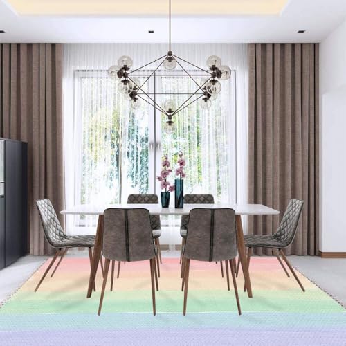 Boho Rug Rainbow Pastels Watercolor Rainbow Watercolor Brush Stroke Stripes Area Rug Carpet Patio Rug Hallway Runner Rug Mat Pad Minimalist Home Decor for Living Room Bedroom Indoor Outdoor - color: Multi10, size: 90x150cm