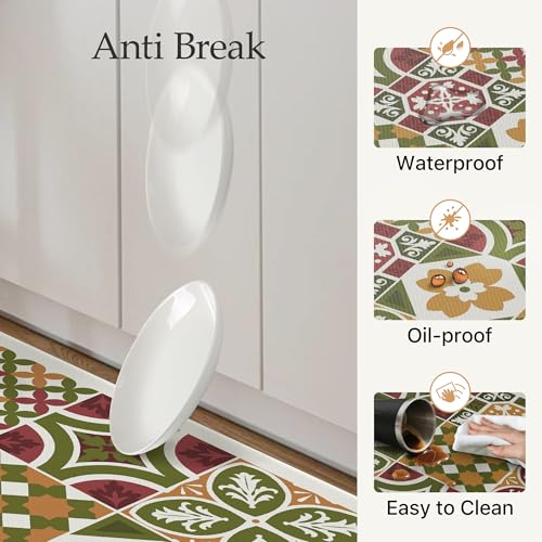 GENIMO Anti Fatigue Kitchen Mats for Floor, Cushioned Non Slip Kitchen Rug, Waterproof Kitchen Floor Mat Runner, Kitchen Mat for Laundry, Sink, Office, Entryway, 17.3"x47"+17.3"x30", Green - color: Light Green, size: 17.3"x47"+17.3"x30"