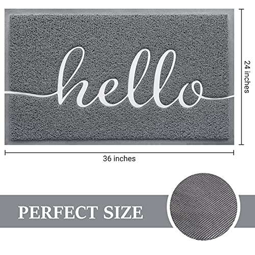Door Mat (36"x24",Grey) Welcome Mat Low Profile Front Doormat Indoor Outdoor Door Non Slip Rugs for Entryway, Patio, High Traffic Areas - color: Grey, size: 2' x 3' (Rectangular)