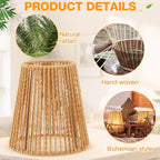 Riakrum 3 Pcs Chandelier Lamp Shades Set Small Lamp Shade for Pendant Wall Ceiling Lights Candle Bulbs Clip on Fitter Lampshade (Rattan,Brown)