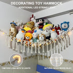 Large Stuffed Animal Net or Hammock, Boho Macrame Toy Hammock with LED Lights, Decorate Room Space Saving Pet Net for Stuffed Animals, Suitable for Nursery, Playroom, Kids Bedroom - style: A