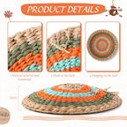 Anglechic 15 Pcs Boho Wall Basket Decor Woven Rattan Seagrass Wall Decor Hanging Rustic Farmhouse Western Art Decoration for Nursery Living Room Bedroom Home Kitchen(Orange Style) - style: Orange Style