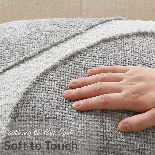 Decorative Boucle Fringe Throw Pillow Covers Set of 2, 18x18 Inch Design Couch Throw Pillows for Sofa Bed Living Room Decor (Light Grey, 18"X18" (Pack of 2)) - color: Light Grey