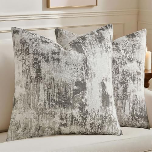 HAUSSY Pack of 2 Throw Pillow Covers 16x16 Inch,Faux Cashmere Jacquard Decorative Patten Furry Pillowcases Textured & Soft Cushion Covers for Couch Bed Room Home Decor,Black White(Covers Only) - color: Black White, size: 16" x 16" (Pack of 2)