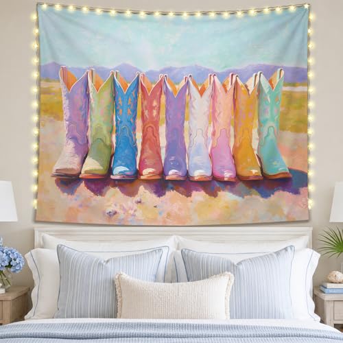 SkyCozy Western Cowgirl Wall Tapestry, Cowgirl Room Decor, Rustic Country Colorful Cowboy Boots Western Tapestry for Girls Room Bedroom Dorm Apartment Home Wall Decor, 50x60 Inch - color: 03-Western Cowgirl Tapestry