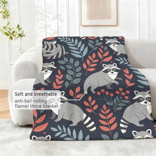 Raccoon Pattern Blanket, Cute Animal Flannel Throw Blanket for Couch Bed Or Chair, Luxury Lightweight Comfy Blankets Home Decor Gift(1)(2) 60x80in(150 * 200cm) - color: Style-1, size: 60x80in(150*200cm)