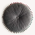 vctops Velvet Soft Round Chair Pads Cute Gradient Pom Pom Indoor Dining Chairs Cushion (Grey, Diameter 16") - color: Gray, style: Diameter 16 Inch