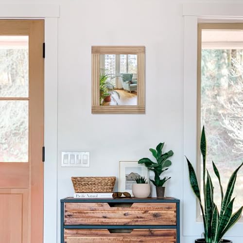 Mirrors for Wall Rustic Wooden Frame Rectangle Mirror Vintage Hanging Mirror for Bedroom Bathroom Living Room Farmhouse Wall Decor Small 16" x 12 " - color: Crude Wood, size: 16"L x 12"W