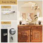 Kelly Miller 36 Inch Gold Round Wavy Mirror, Large Scalloped Edge Decorative Wall Mirror for Bathroom Bedroom Living Room Entryway Vanity Fireplace - size: 36"L x 36"W