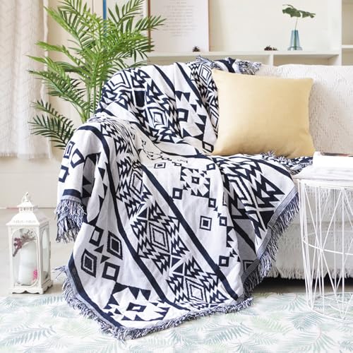 Boho Valentine Throw Blanket Sofa Colorful Cotton Blanket Retro Bohemian Tapestry Reversible Hippie Sheets Room Valentines Decor (Blackwhite) - color: Blackwhite