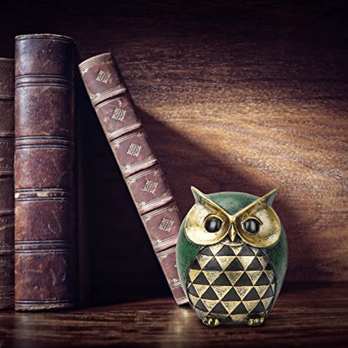 Leekung Owl Statue for Home Decor Accents,Owl Decor for Modern Bathroom Bookshelf Bedroom Mantle Living Room Home Office TV Stand Shelf Boho Decorations,Retro Decor Small Bird Items Gift for Women - color: Green