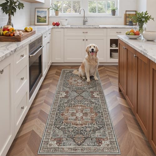 Washable Runner Rug 2x6 Runners for Hallways, Ultra-Thin Carpet Runners for Entryway Anti Slip Backing Runner Rugs for Kitchen Laundry Room Indoor Hallway (Grey/Brown/Tan) - color: Grey/Brown/Tan, size: 2'x6'(Runner)