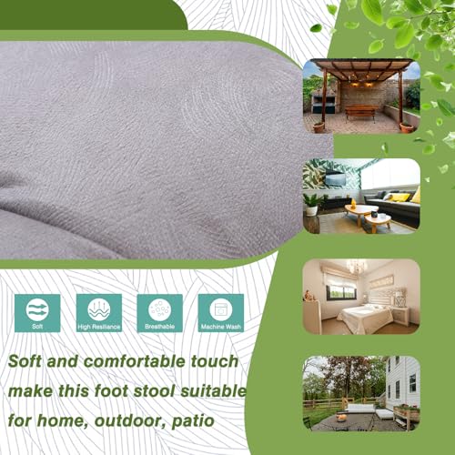 Foldable Upholstered Footstool, Space-Saving Washable Cushion, 18.5"x14.8"x15", 150lb, Indoor/Outdoor - Living Room/Bedroom/Patio Light Grey - color: Light Grey