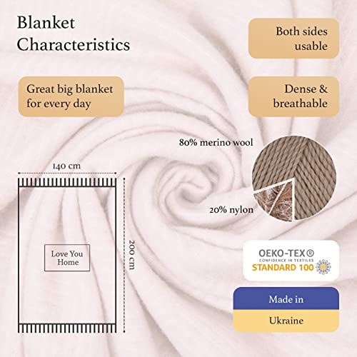 LYHome Merino Wool Blanket - Warm Throw for Cold Weather, Warmest Travel Outdoor Camping Blankets, Picnic Army and Military Throws, Comforter Soft & Cozy (55" x 79" Pink with White Rhombus) - color: Pink With White Rhombus