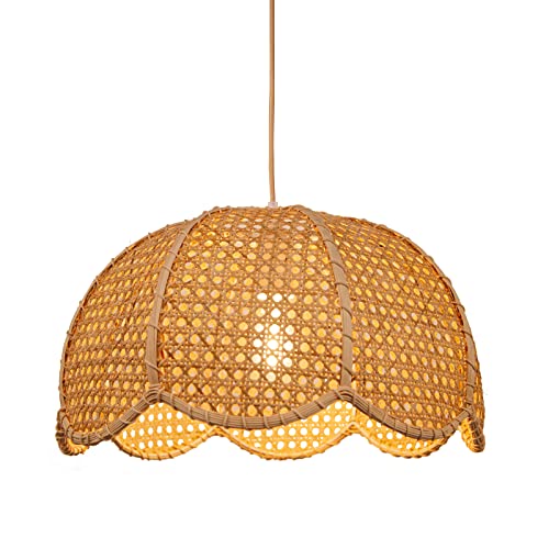 Arturesthome Indoor Hanging Ceiling Light Fixture, Hand Woven Pendant Lamp Chandelier for Kitchen Dining Room Living Room Bedroom Hallway D19.6″*H 11″ - size: 19.6" * 11"
